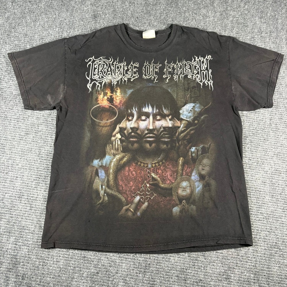 Vtg Cradle of Filth T-Shirt Mens XL Black Good Godspeed on the Devils Thunder